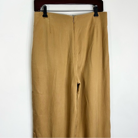 Banana Republic 100% Tencel pleated wide leg camel tan trousers pants 6 - Picture 7 of 14